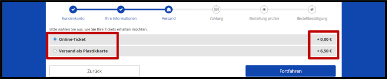 Bild 5 Anleitung Online-Ticketshop Wahl der Versandart