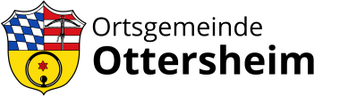 Wappen der Ortsgemeinde Ottersheim mit blau-weißen Rauten, Armbrust sowie schwarzem Ring und rotem Stern auf gelbem Grund