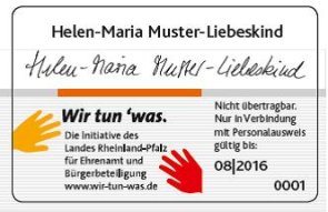 Rückseite (Muster) einer Ehrenamtskarte